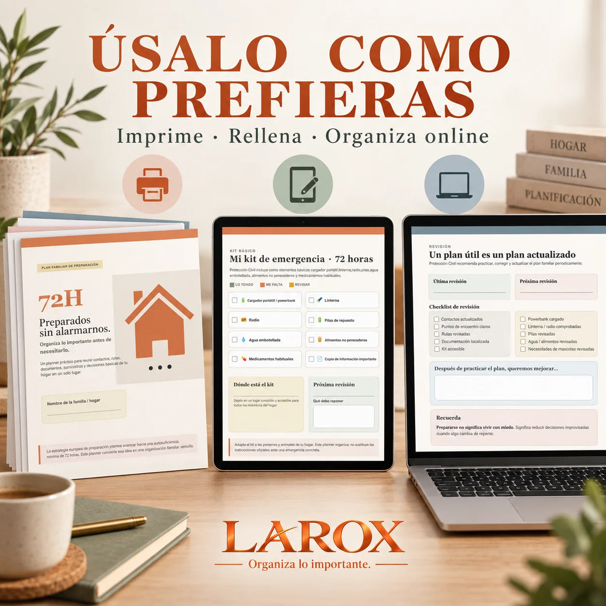 Plan familiar 72H para usar impreso, en PDF o en Google Sheets