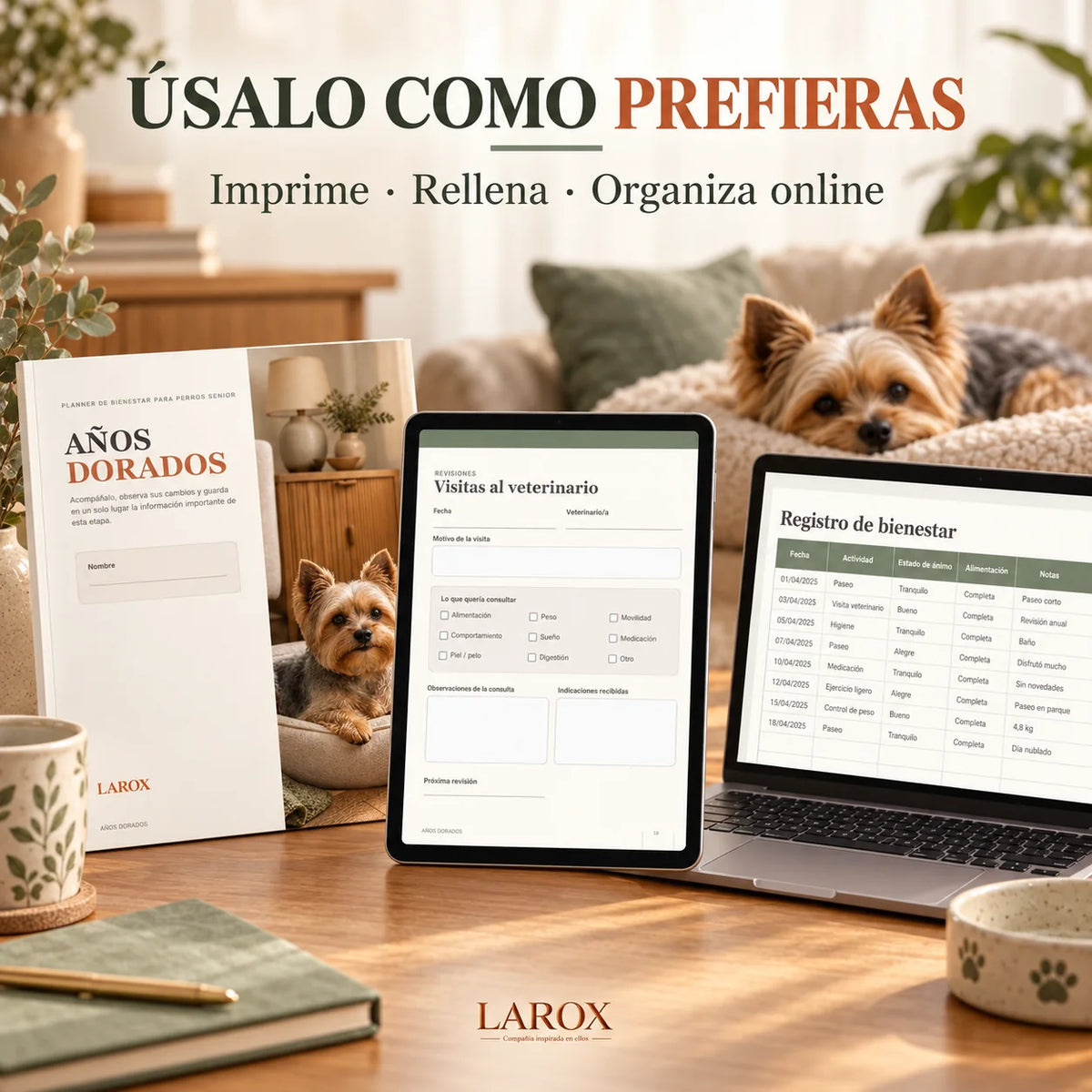 AÑOS DORADOS puede usarse impreso, en PDF o en Google Sheets