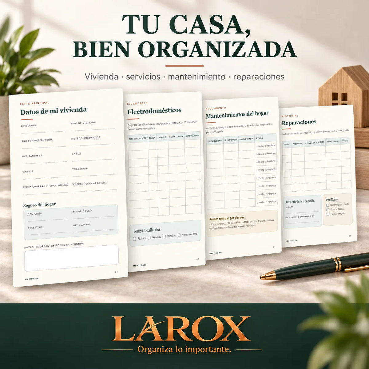 Páginas de MI HOGAR para mantener la vivienda bien organizada
