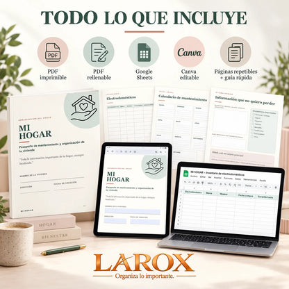 Contenido incluido en MI HOGAR: PDF, Google Sheets, Canva y guía